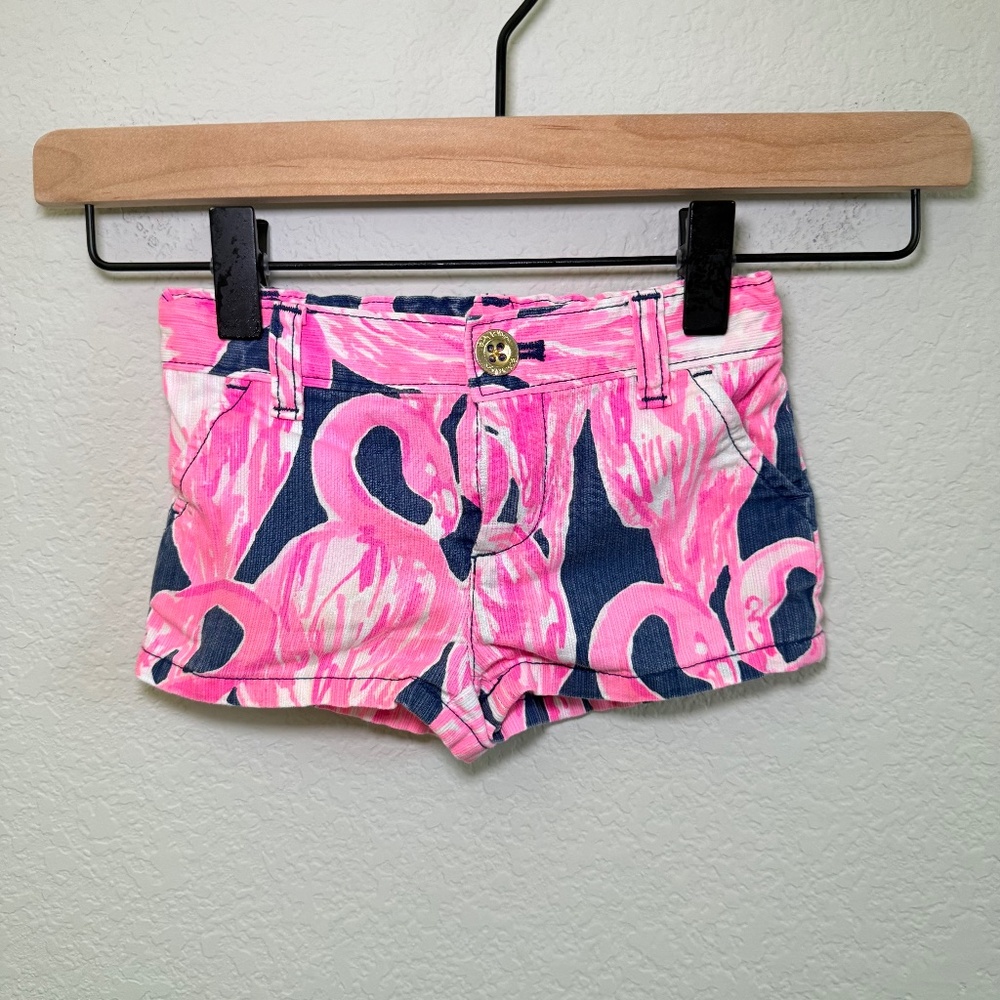 Lilly Pulitzer Mini Callahan Short High Tide Flamingo 2T Excellent